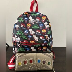 Marvel mini backpack w/ Thanos stones wallet